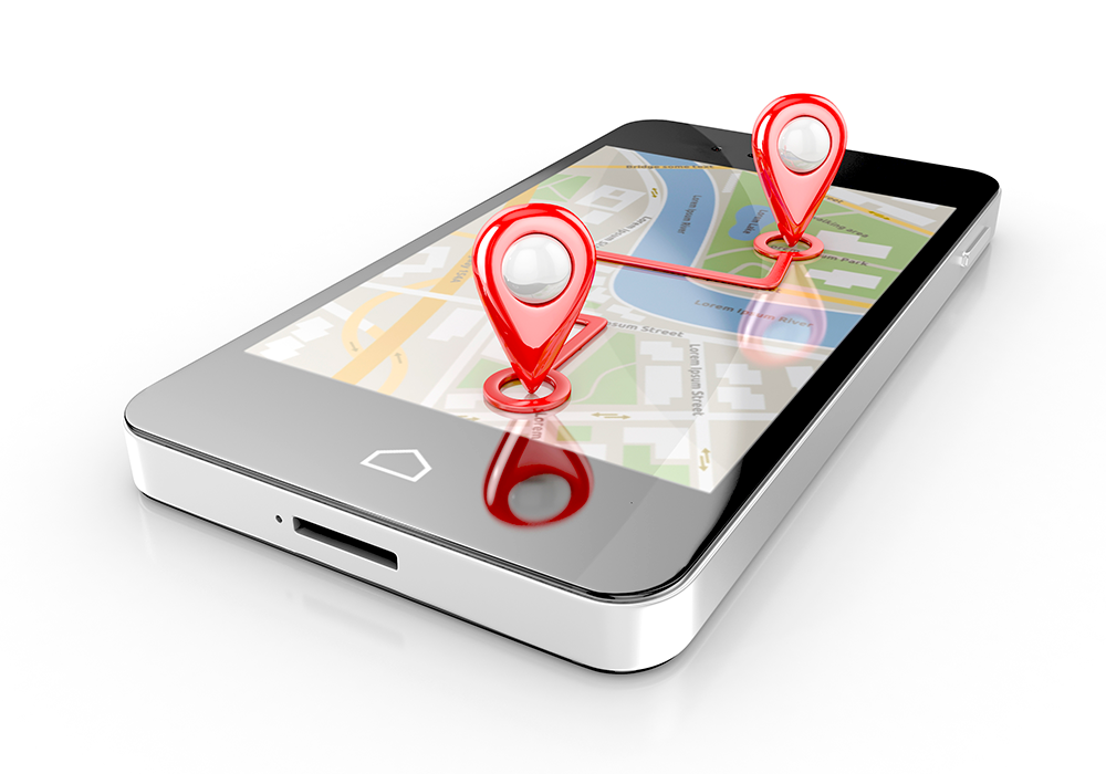 A GPS app on a phone.